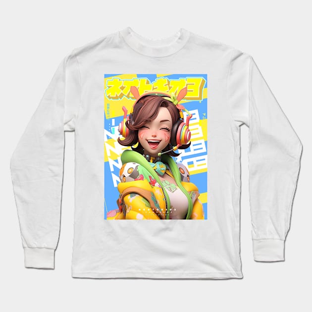 HAPPINESS - NEOTOKIO3 IS AWESOME | Anime Manga Kawaii Cute Anime Girl Pop Art Illustration | PROUD OTAKU Long Sleeve T-Shirt by PROUD OTAKU